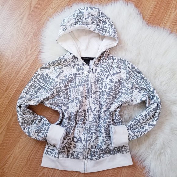 Rocawear White & Grey Printed Zip Up Hoodie - Picture 2 of 8